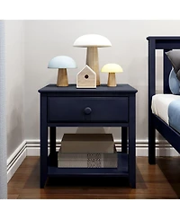 Max and Lily Nightstand with Storage Drawer, Small Solid Wood Bedside, Side Tables for Bedroom