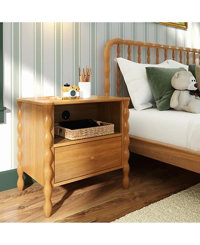 Max & Lily Jenny Lind Cubby Nightstand with 1 Drawer and Electrical Outlet