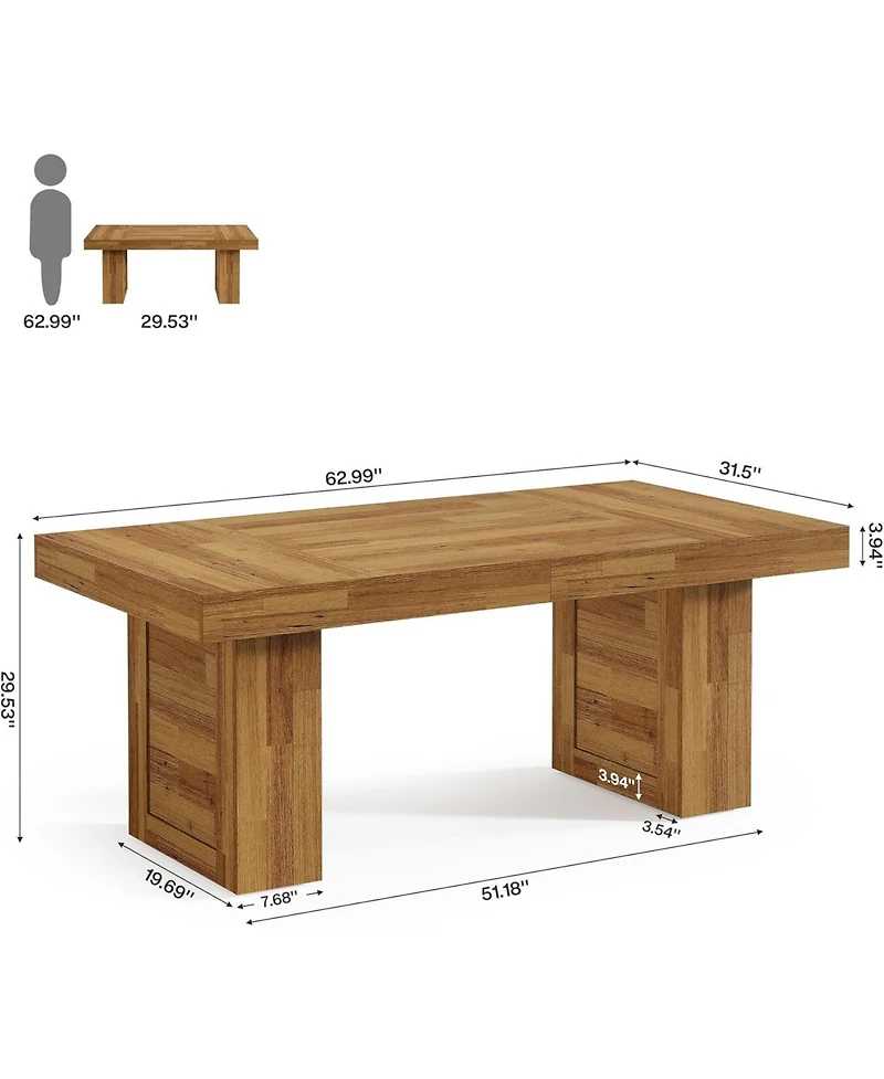 Tribesigns 63" Farmhouse Dining Table for 6, Rectangle Wooden Kitchen Table with Heavy-Duty Legs, Rustic