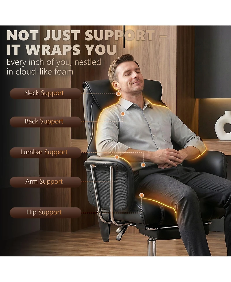 Homcom Massage Office Chair with 6 Points Vibration, Desk Chair,