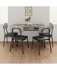 gaomon Dining Table Set for 4 with Storage Rack, 5-Piece Kitchen Table and Upholstered Chairs of 4, Wood Tabletop and Heavy-Duty Metel Frame
