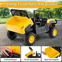 Slickblue 24V Kids Ride-On Dump Truck, 2-Seater Licensed with Remote Control