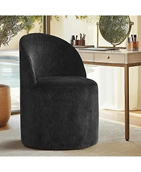 Maison Boucle Chenille Swivel Vanity Chair with Casters, Barrel Makeup