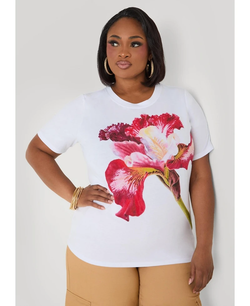 Ashley Stewart Women's Floral Jersey Graphic Tee