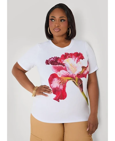 Ashley Stewart Women's Floral Jersey Graphic Tee
