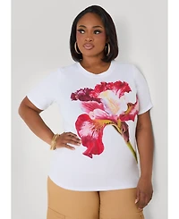 Ashley Stewart Women's Floral Jersey Graphic Tee