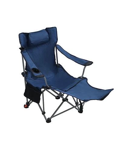 Rainsken Outdoor Camping Chair, Portable Folding Reclining Chair with 3-Level Adjustment, Side Pockets, Cup Holder and Carry Bag for Lawn, Picnic