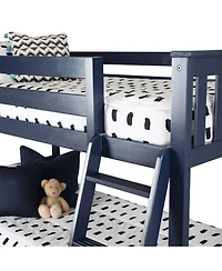 Max & Lily Bunk Bed for Kids, Solid Wood Low Beds with Ladder