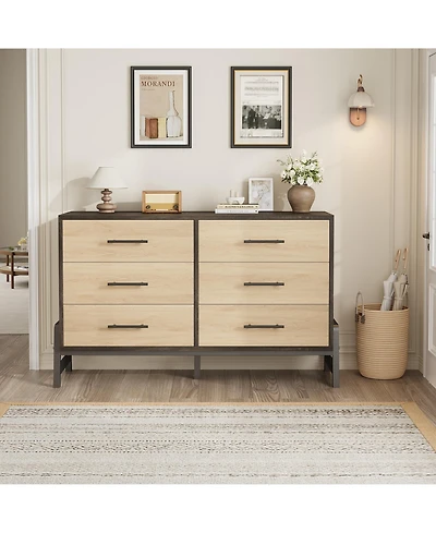 gaomon 6 Drawer Dresser for Bedroom, Freestanding Wooden Chest Storage