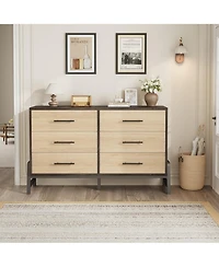 gaomon 6 Drawer Dresser for Bedroom, Freestanding Wooden Chest Storage