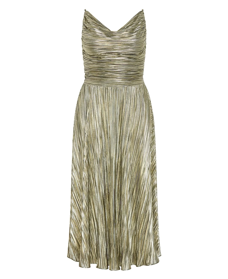 City Chic Women's Kamila Cowl Neck Metallic Dress