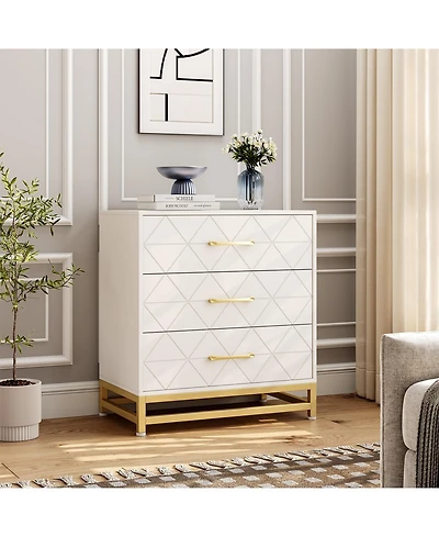 gaomon 3 Drawer Wood Dresser, Modern Storage Chest for Bedroom, Living Room, Hallway or Nursery