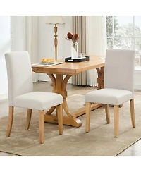 gaomon Dining Chairs Set of 4,Modern Fabric Upholstered Ergonomic Chairs with Curved Backrest,Heavy-Duty Wood Legs