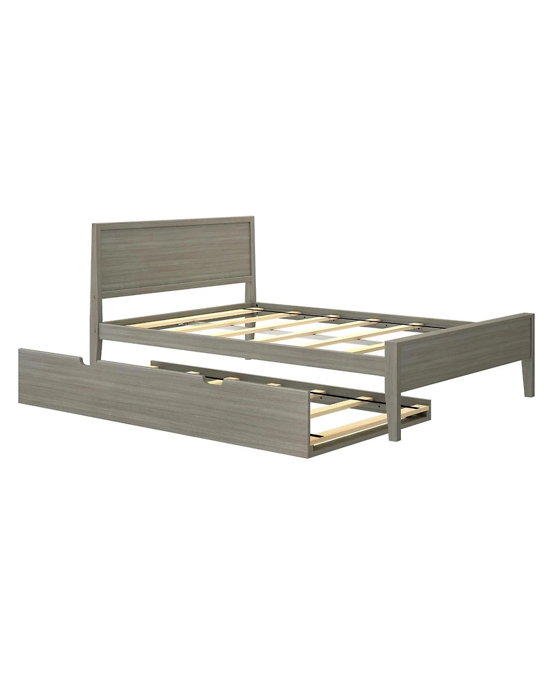 Max & Lily Full Bed Frame with Trundle, Classic Solid Wood Platform for Kids
