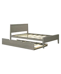 Max & Lily Full Bed Frame with Trundle, Classic Solid Wood Platform for Kids