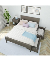 Max & Lily Queen Bed with Storage Drawers, Solid Wood Frame Panel Headboard, Slat Support, No Box Spring Needed