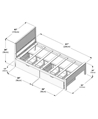 Max & Lily Classic Twin-Size Bed with Panel Headboard and Storage Drawers