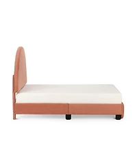 Max & Lily Upholstered Bed with Arch Headboard (Full), 1 Drawer End Storage