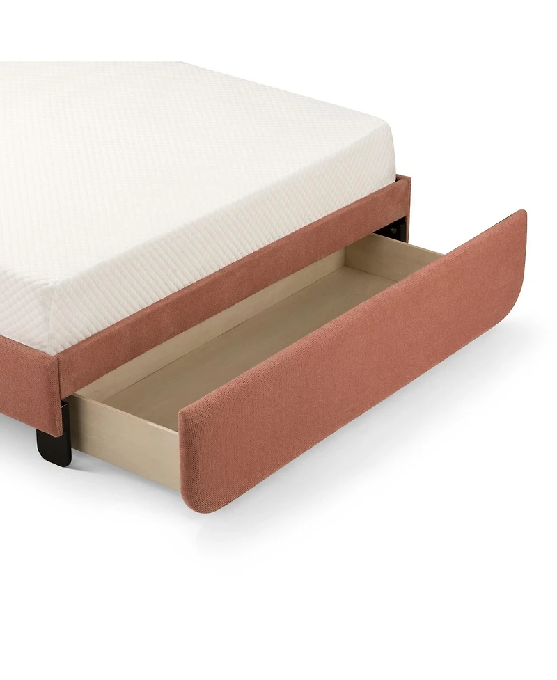 Max & Lily Upholstered Bed with Arch Headboard (Full), 1 Drawer End Storage