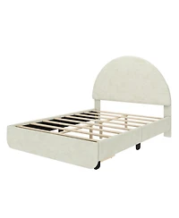 Max & Lily Upholstered Bed with Arch Headboard (Full), 1 Drawer End Storage, Cream