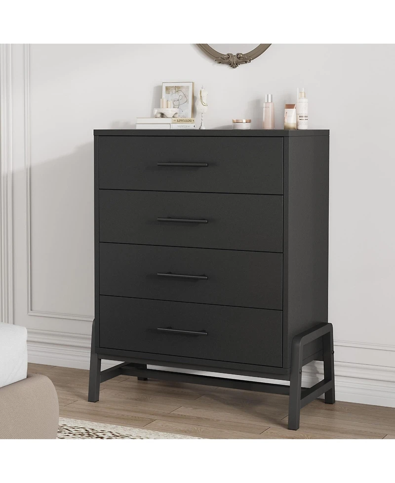 gaomon 4 Dresser for Bedroom, 38.6" Tall Dresser, Tall Drawer with Storage Freestanding, Wooden Closet Storage Chest