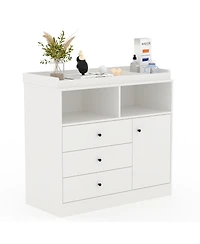 gaomon Nursery Dresser with Detachable Changing Top, Wooden Diaper Station Shelves and Cabinet