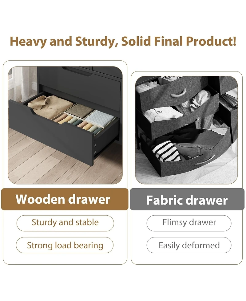 gaomon 7 Drawer Dresser for Bedroom, 55" Wide Freestanding Wooden Storage Chest Living Room