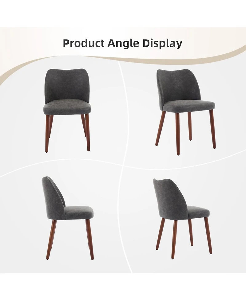 gaomon Dining Chair Set of 4, Linen Upholstered Dining Chair with Solid Wood Legs, Wing Backrest, Wooden Kitchen Chair