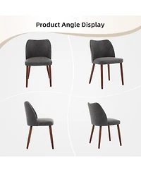 gaomon Dining Chair Set of 4, Linen Upholstered Dining Chair with Solid Wood Legs, Wing Backrest, Wooden Kitchen Chair