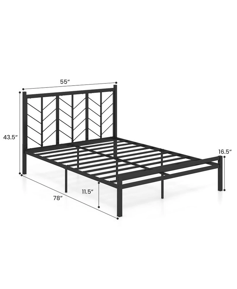 Gouun Metal Platform Bed with Decorative Branch Headboard