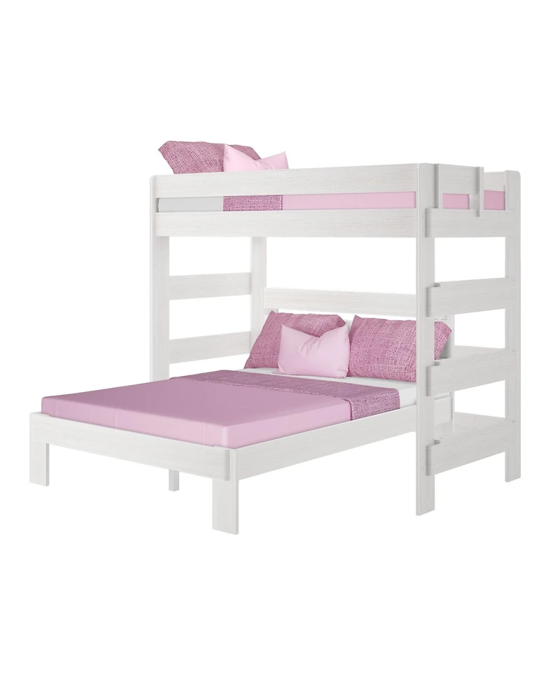 Max and Lily Solid Wood Modern Farmhouse Bunk Bed, L-Shaped Twin over Queen Bed Frame For Kids
