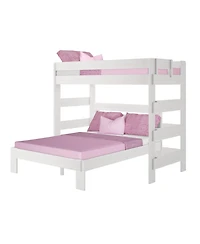 Max and Lily Solid Wood Modern Farmhouse Bunk Bed, L-Shaped Twin over Queen Bed Frame For Kids