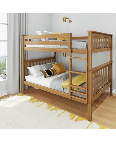 Max and Lily Full over Bunk Bed for Kids, Solid Wood Platform Bed, No Box Spring Needed
