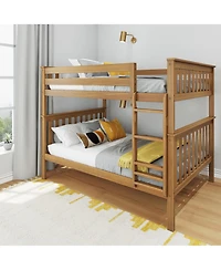 Max and Lily Full over Bunk Bed for Kids, Solid Wood Platform Bed, No Box Spring Needed
