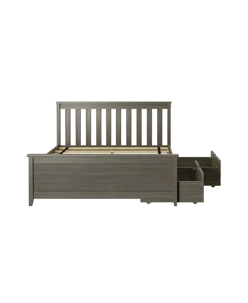 Max and Lily Full Bed Frame with Storage Drawers, Solid Wood Platform for Kids