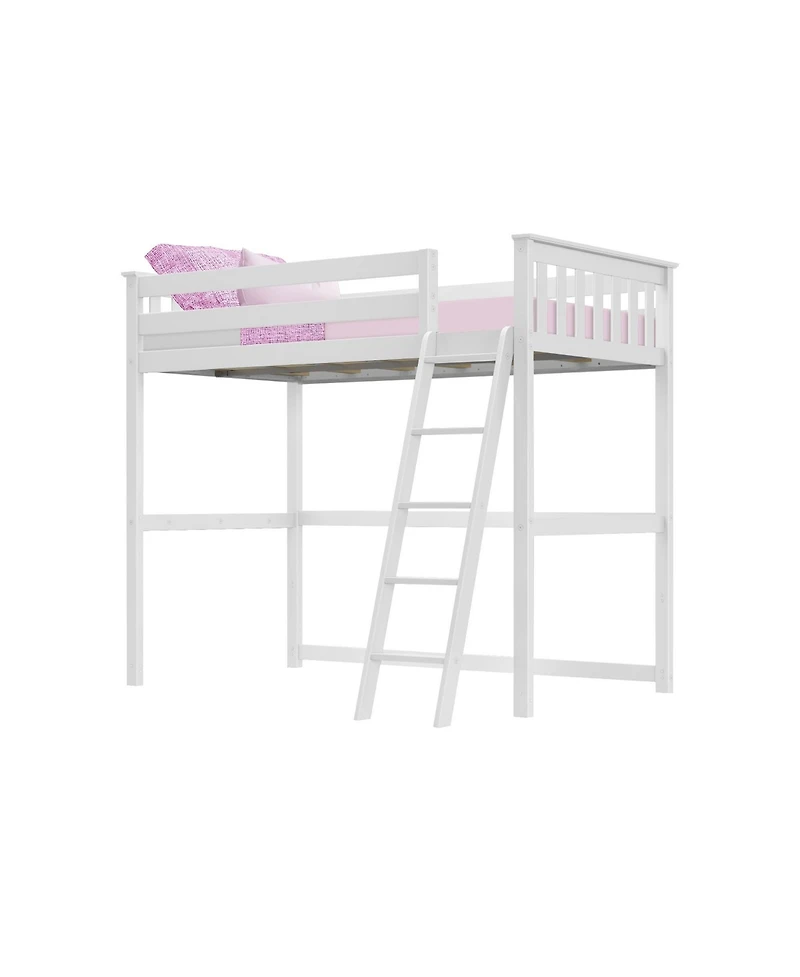 Max and Lily High Loft Bed, Twin Bed Frame For Kids, Clay