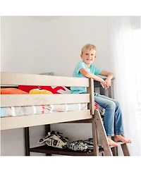 Max and Lily Solid wood L-Shaped Bunk Bed, Twin over Full with Bookcase for Kids, Clay
