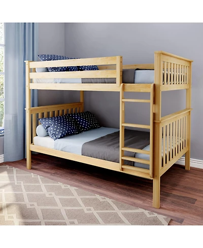 Max and Lily Full over Bunk Bed for Kids, Solid Wood Platform Bed, No Box Spring Needed