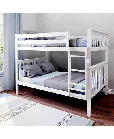 Max and Lily Full over Bunk Bed for Kids, Solid Wood Platform Bed, No Box Spring Needed