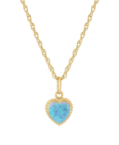 Macy's Created White Opal (6mm) Heart Pendant Necklace 10k Yellow Gold (Also Available Pink & Blue Opal)