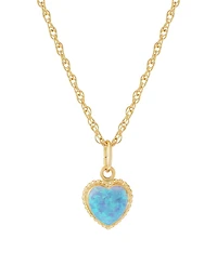 Macy's Created White Opal (6mm) Heart Pendant Necklace 10k Yellow Gold (Also Available Pink & Blue Opal)