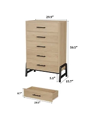 gaomon 5 Dresser for Bedroom, 50.5 in Tall Drawer with Large Storage Space, Freestanding Wooden Closet Storage Dresser Chest