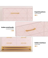 gaomon 6 Drawer Wood Dresser for Bedroom, Modern Storage Chest with Gold Handles and Metal Base