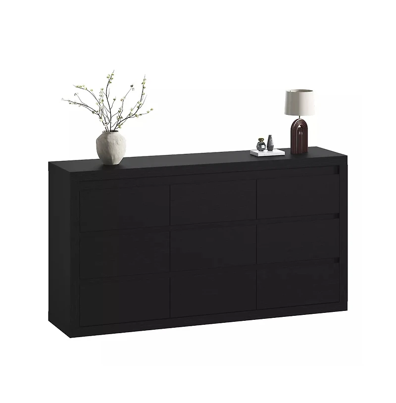 gaomon 9 Drawer Modern Wooden Dresser with Handleless Design, Wide Storage Chest for Bedroom Living Room Entryway