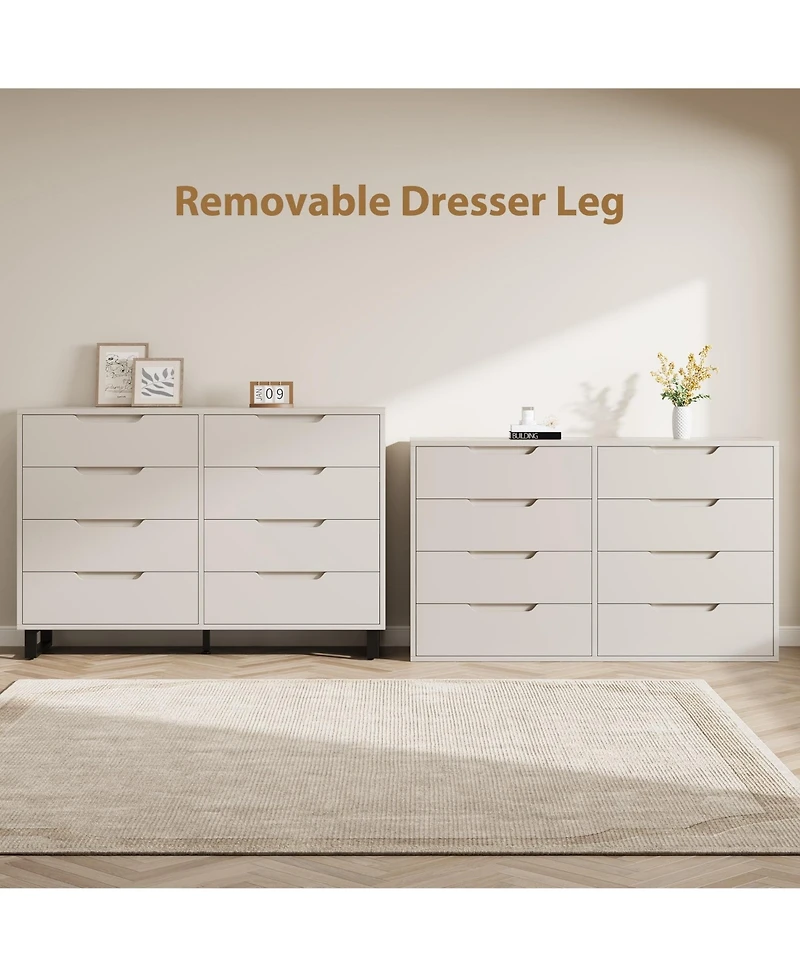 gaomon 8 Drawer Dresser for Bedroom, 55" Wide Freestanding Storage Chest Living Room or Hallway