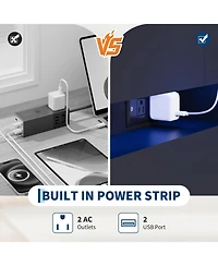 gaomon Led Tv Stand Cabinet with Charging Station, Floating Countertop Coffee Bar Sideboard with 6 Drawers Storage