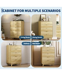gaomon Fluted 5 Drawer Dresser with Gold Handles, 46" Tall Wood Storage Cabinet with Curved Profile for Bedroom