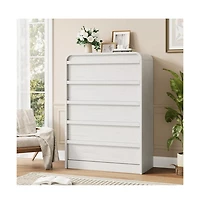 gaomon Arched 5 Drawer Wood Dresser with Curved Profile, Modern Storage Chest
