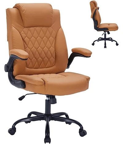 gaomon Ergonomic Executive Office Chair, Heavy Duty 350 Lbs Weight Capacity, Pu Leather with Lumbar Support and Turn-Up Arms, for Home Office