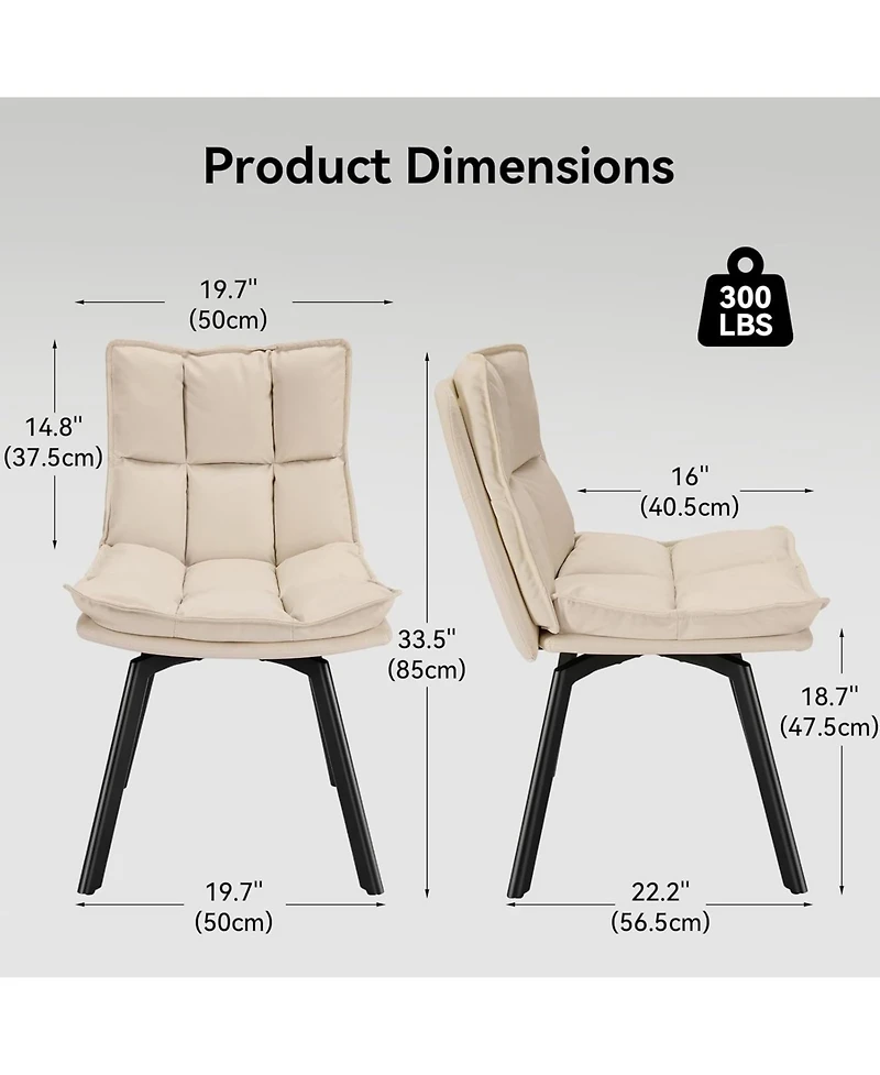 Sailvan Swivel Dining Chairs, Upholstered Leather Room Kitchen Chairs with Double-Layer Foam